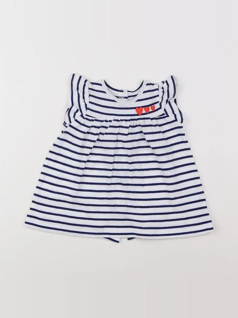 Vertbaudet - robe blanc, bleu - 3 mois