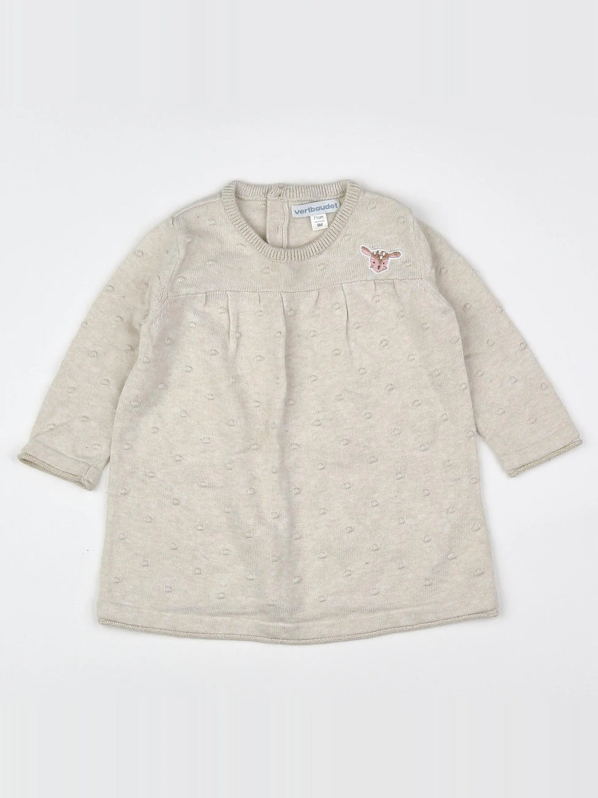 Vertbaudet - robe beige - 9 mois