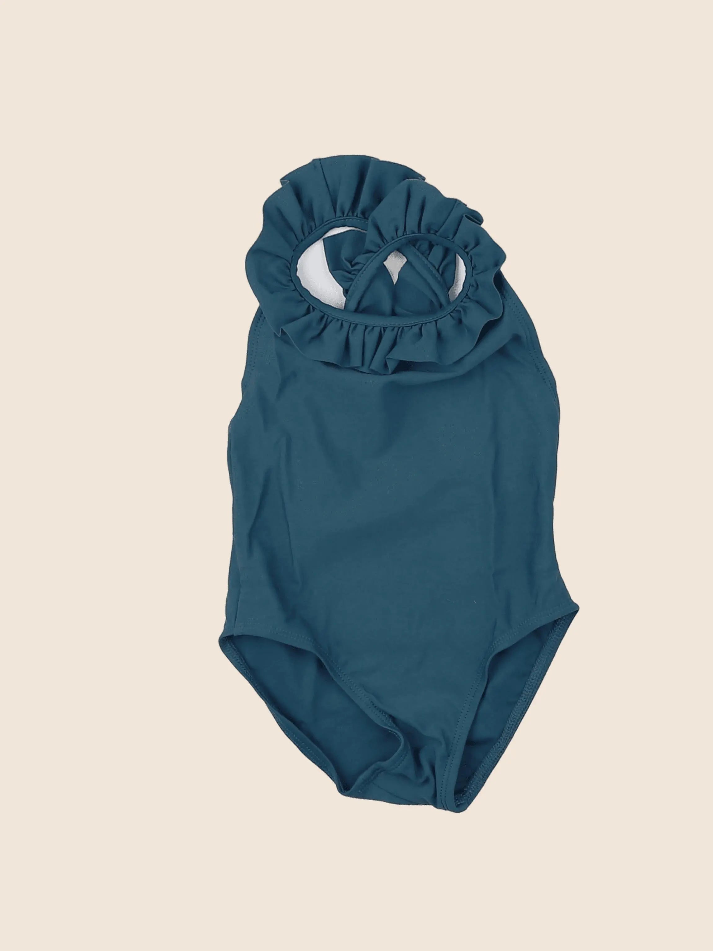 Canopea - maillot de bain bleu, vert dos croisé (neuf) - 1/2 ans