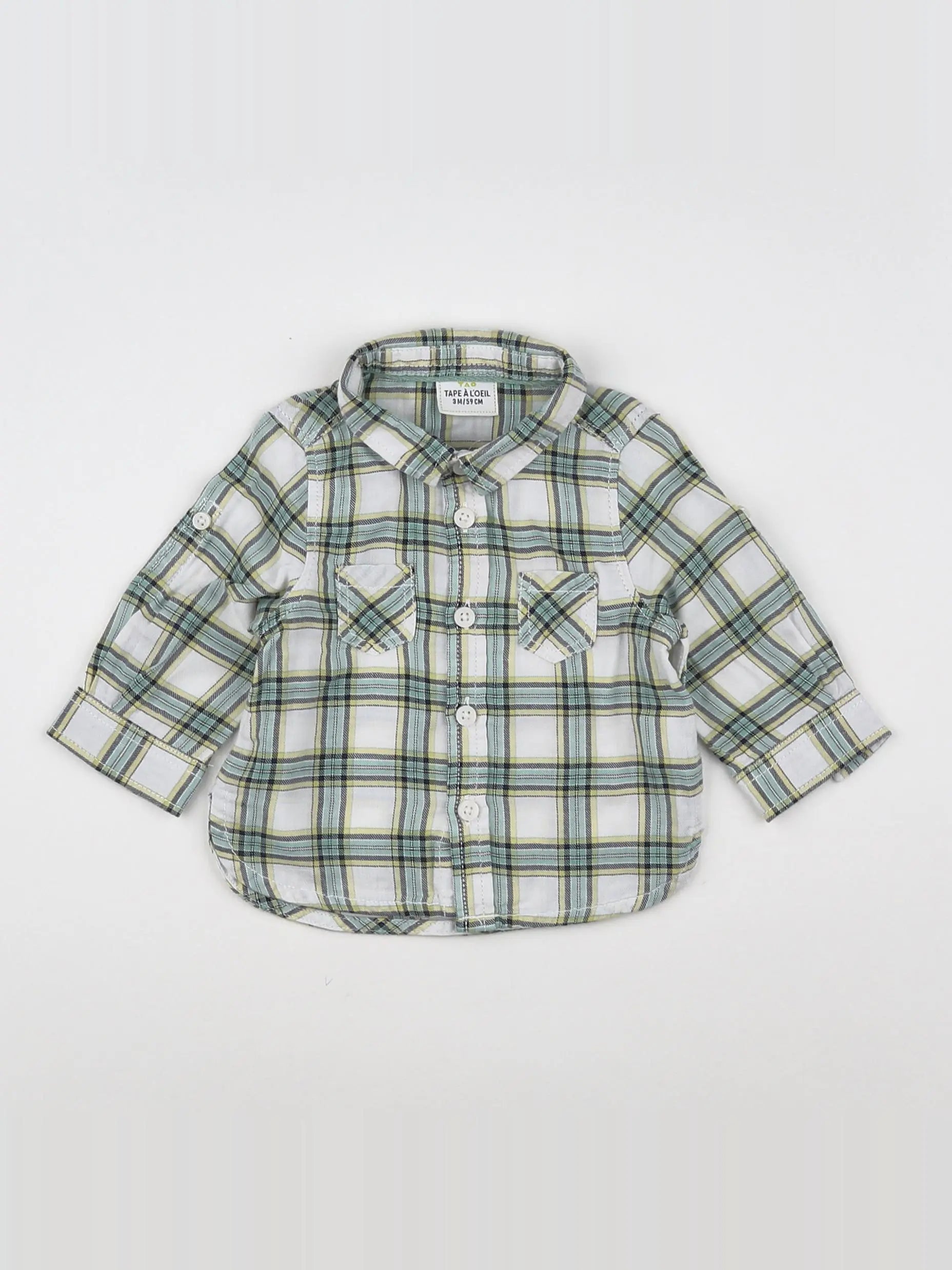 Tape à l'oeil - chemise vert, jaune - 3 mois