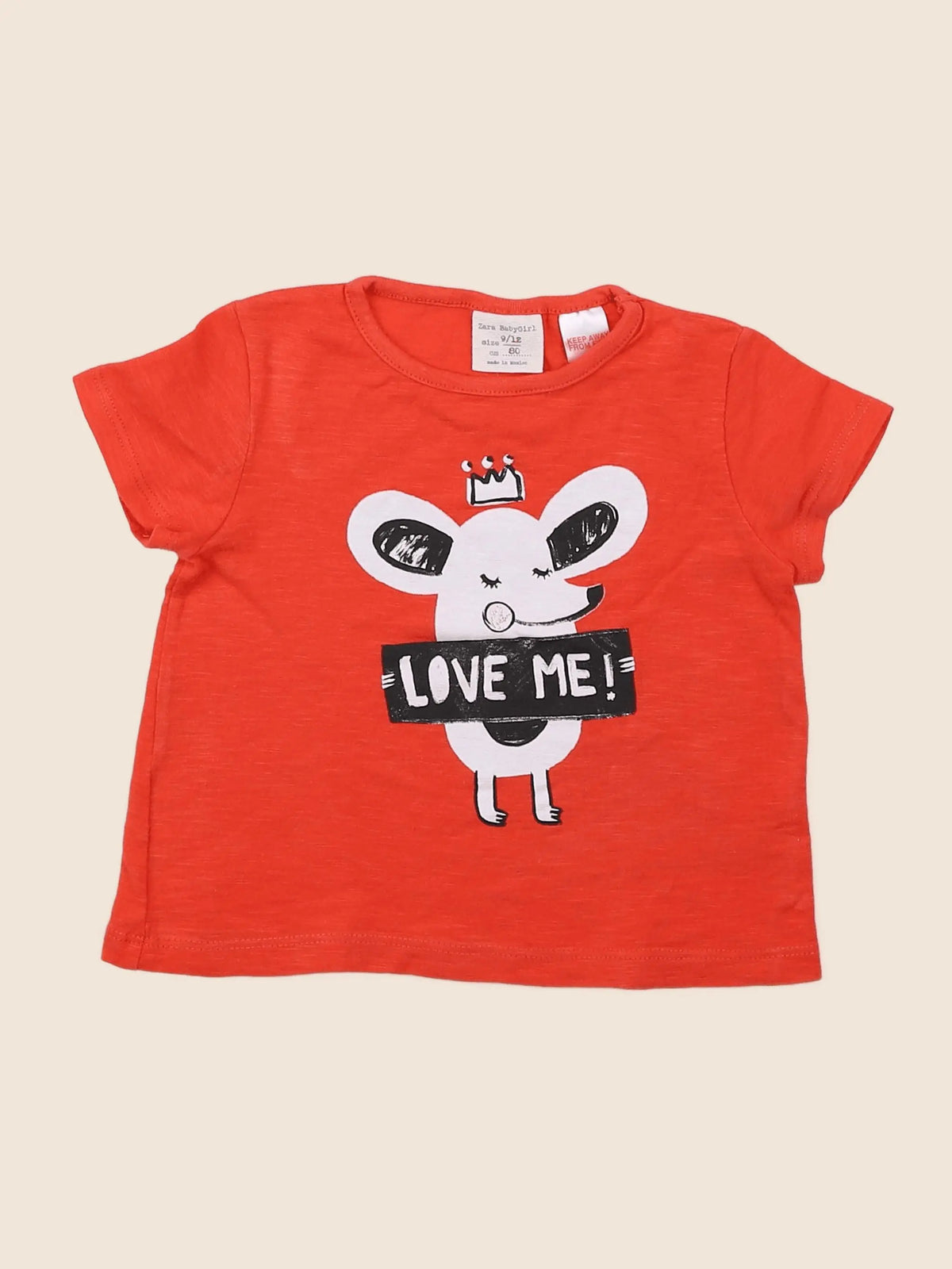 Zara - tee-shirt rouge - 9/12 mois