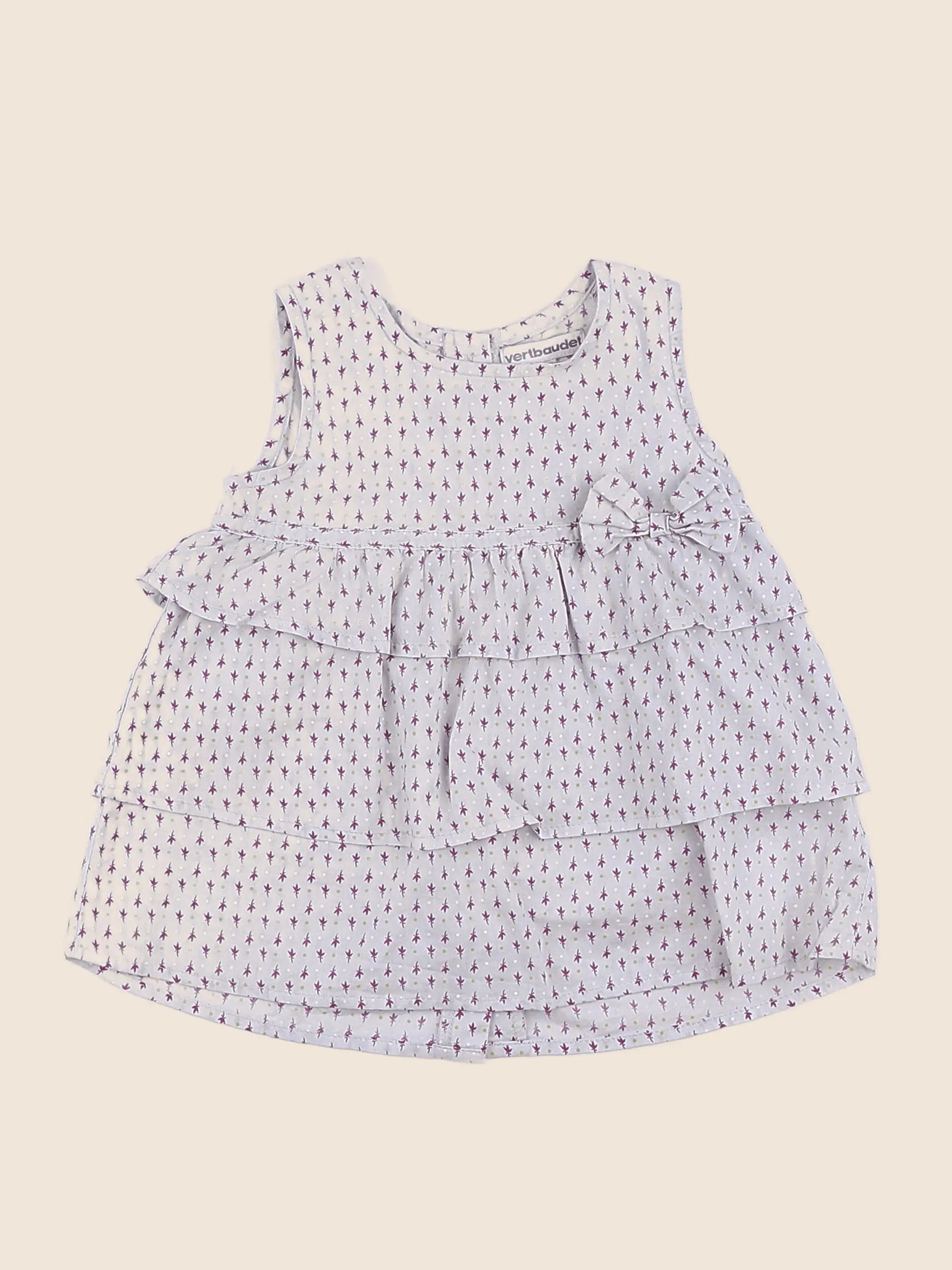 Vertbaudet - blouse taupe, violet - 9 mois
