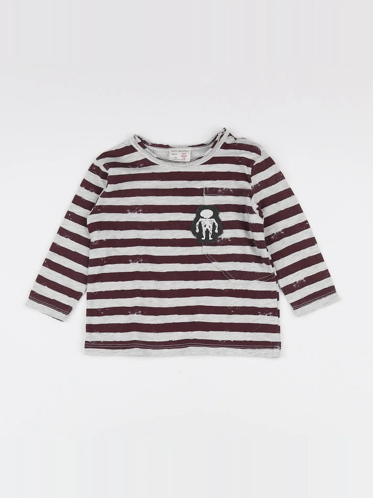 Zara - tee-shirt gris, violet - 6/9 mois