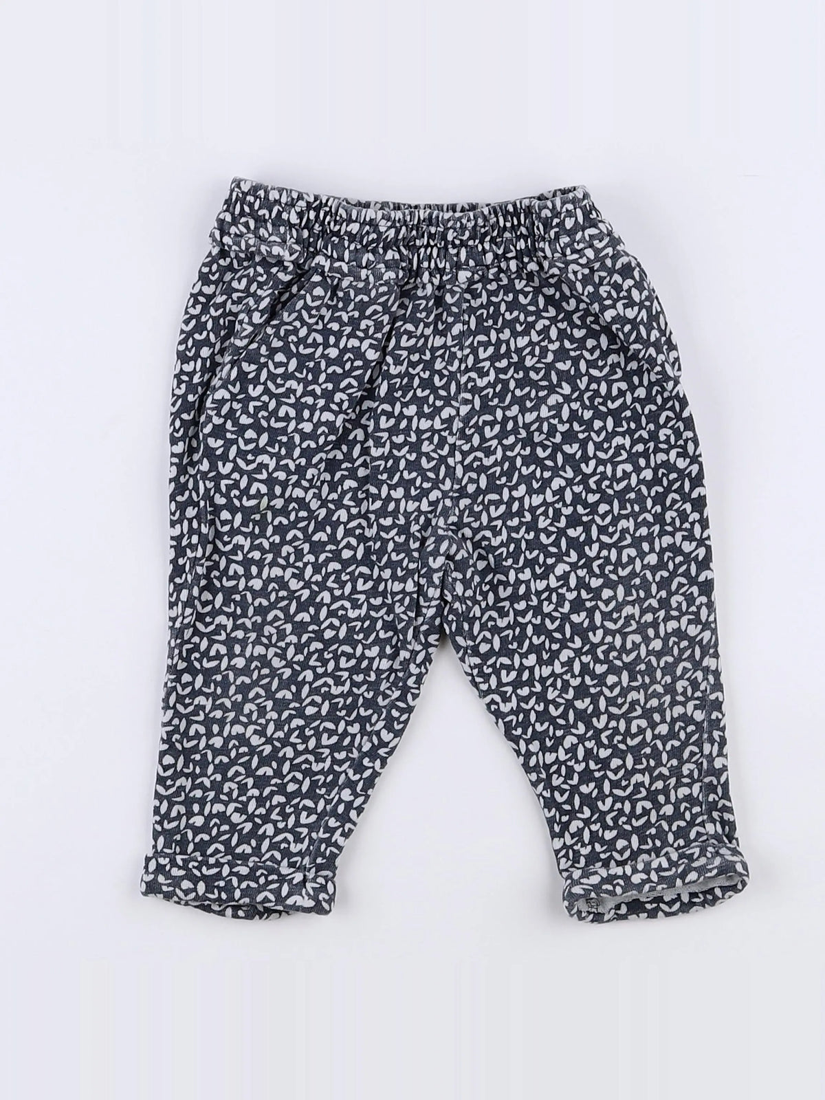 Vertbaudet - pantalon gris, blanc - 12 mois