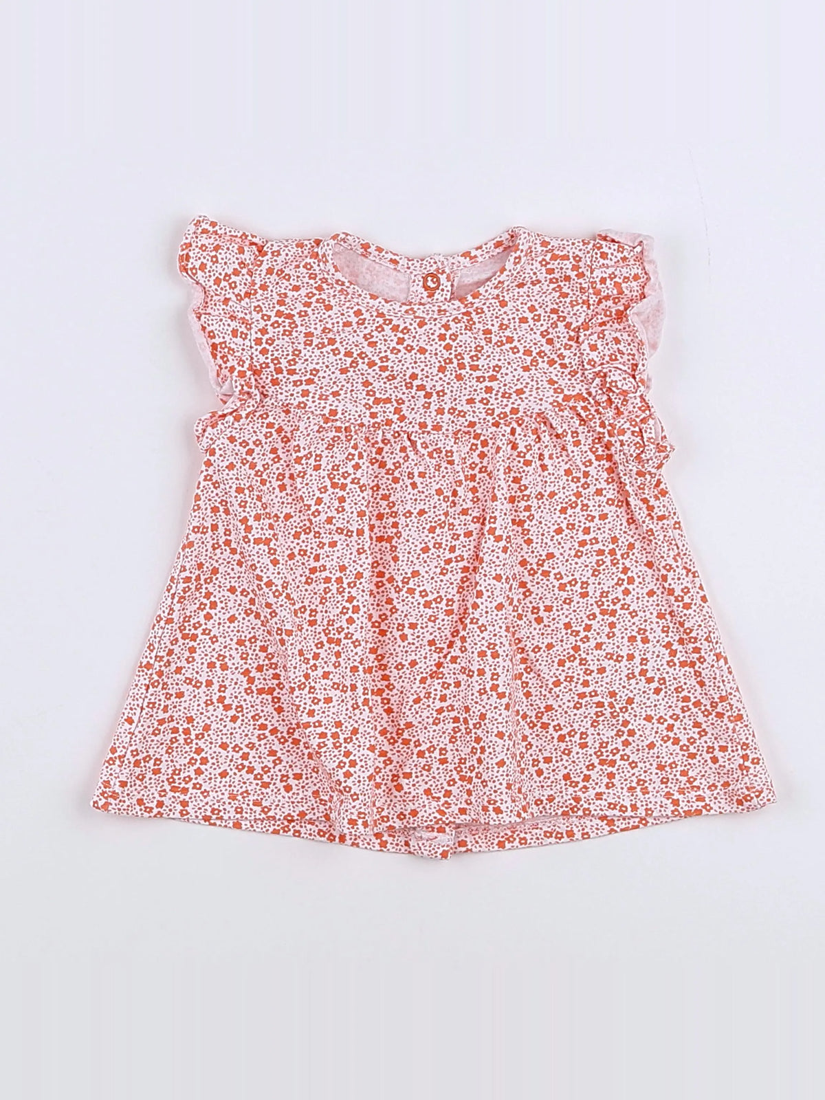 Vertbaudet - robe blanc, orange - 9 mois