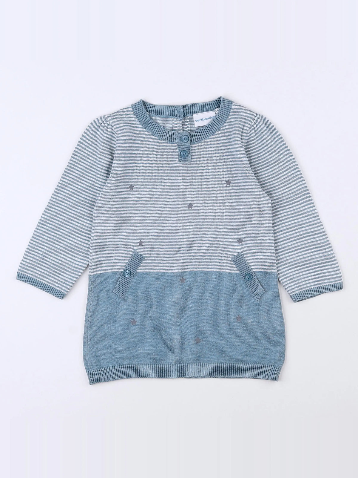 Vertbaudet - robe bleu, blanc - 12 mois