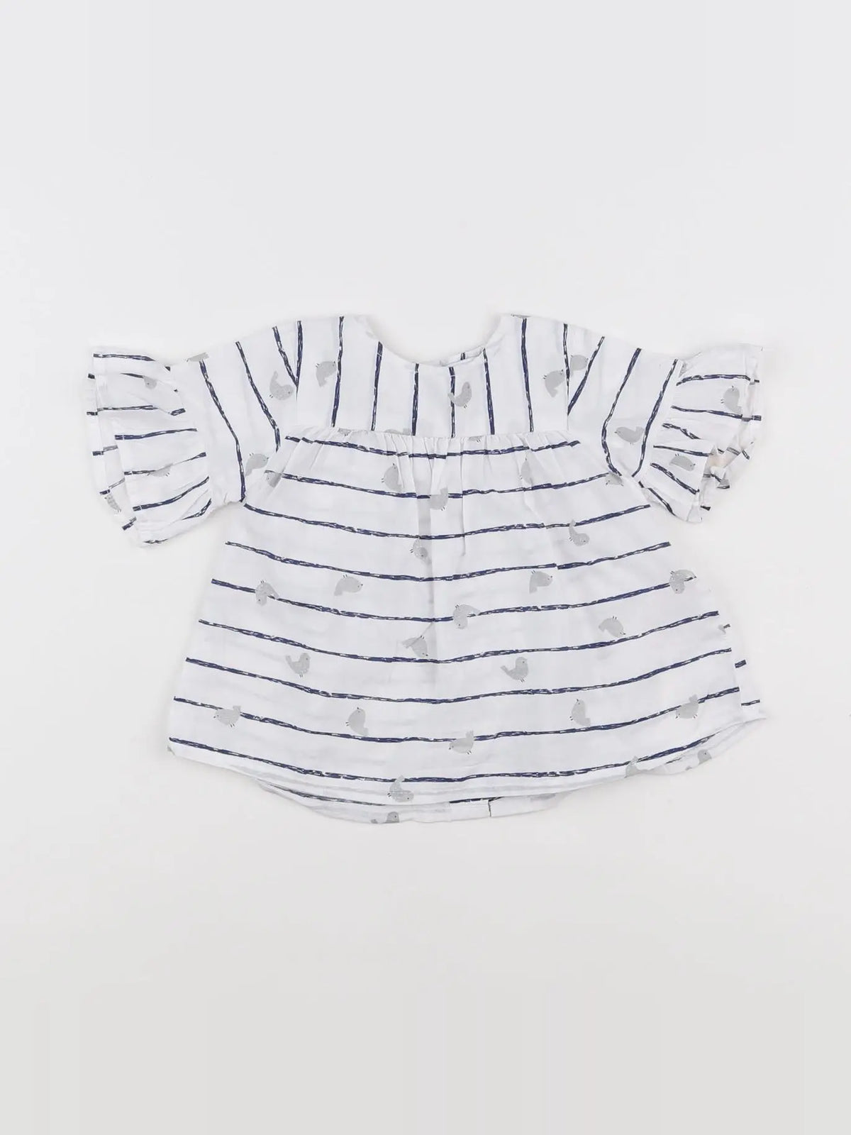 Vertbaudet - tee-shirt blanc, bleu - 6 mois