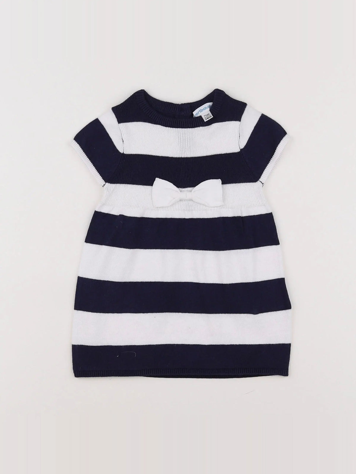 Vertbaudet - robe blanc, bleu - 9 mois