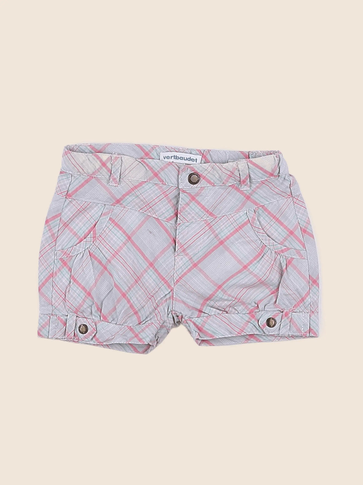 Vertbaudet - short gris, rose - 12 mois