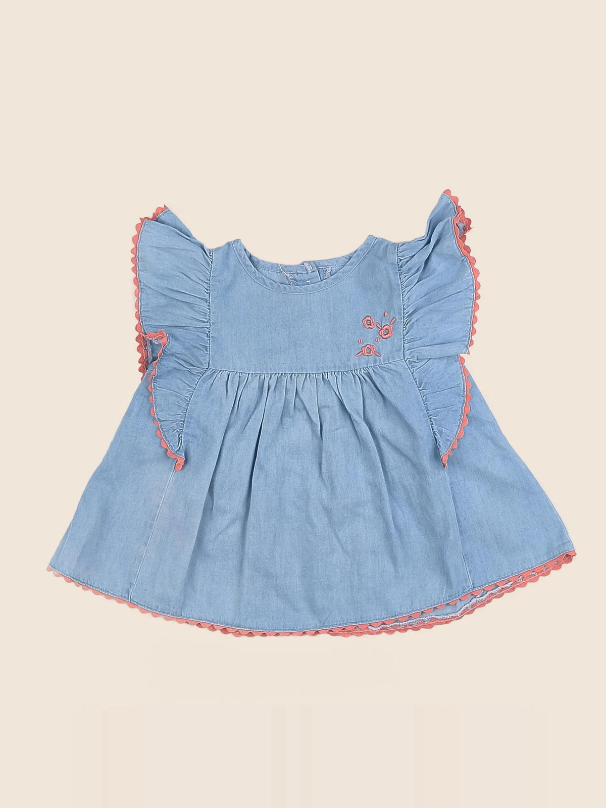 Vertbaudet - robe bleu, rose - 12 mois