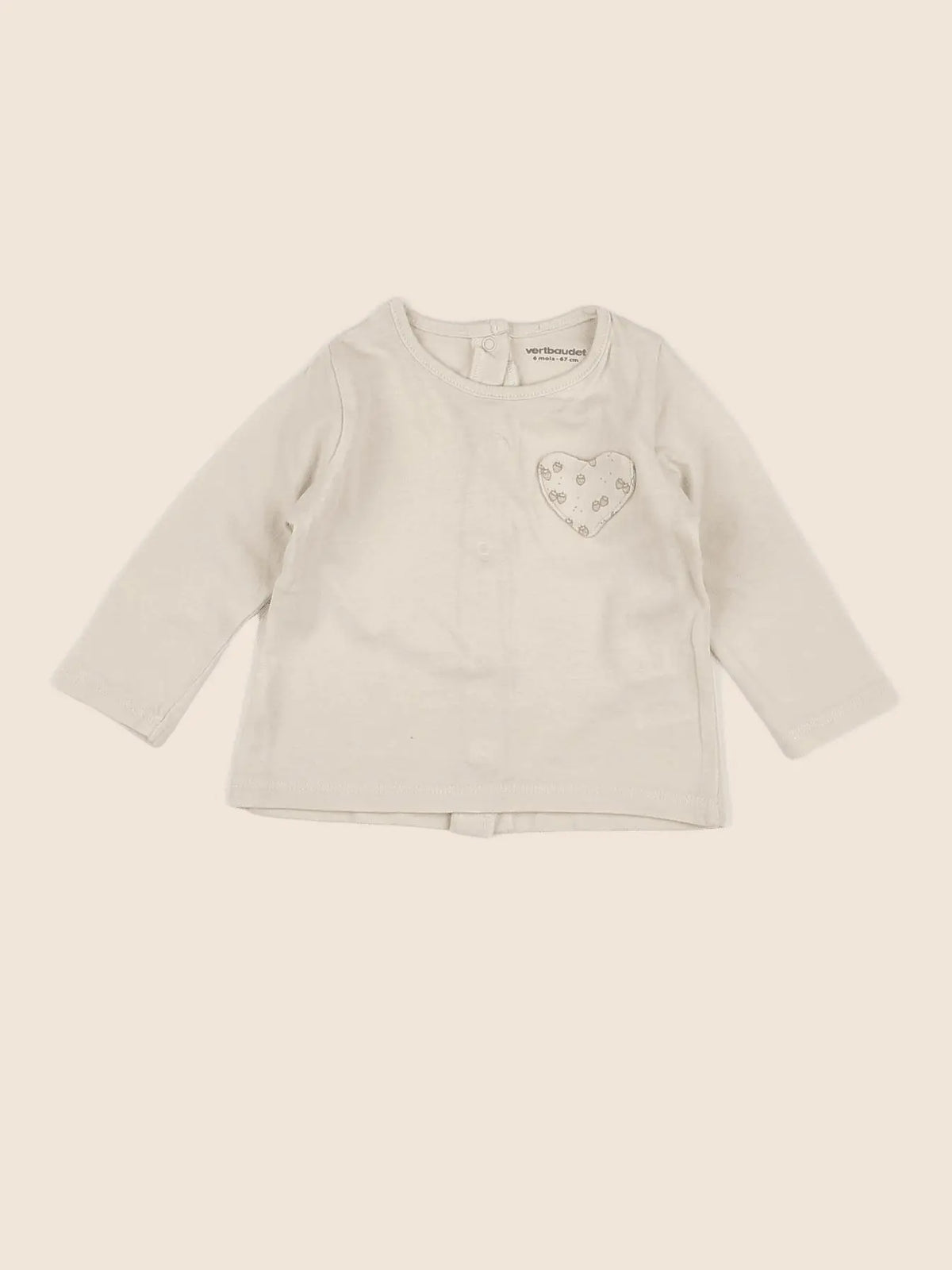 Vertbaudet - tee-shirt beige - 6 mois