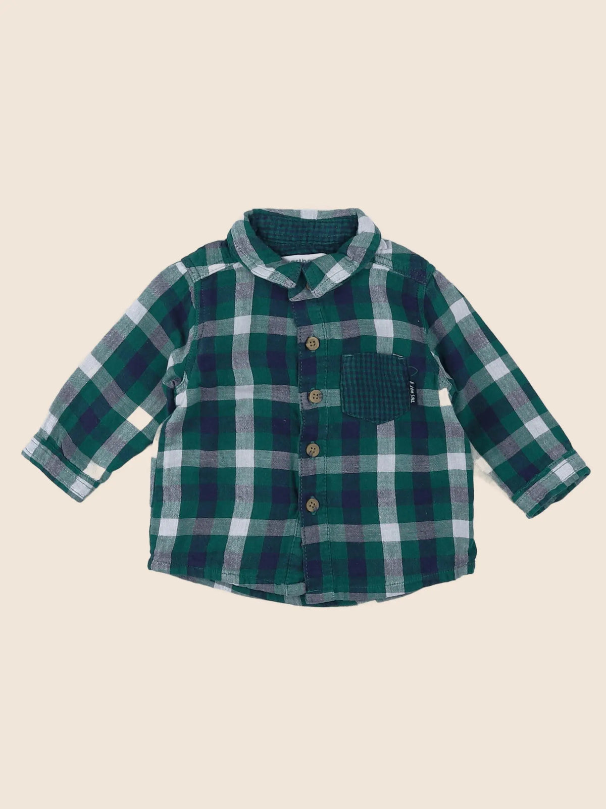 Vertbaudet - chemise vert, bleu - 3 mois