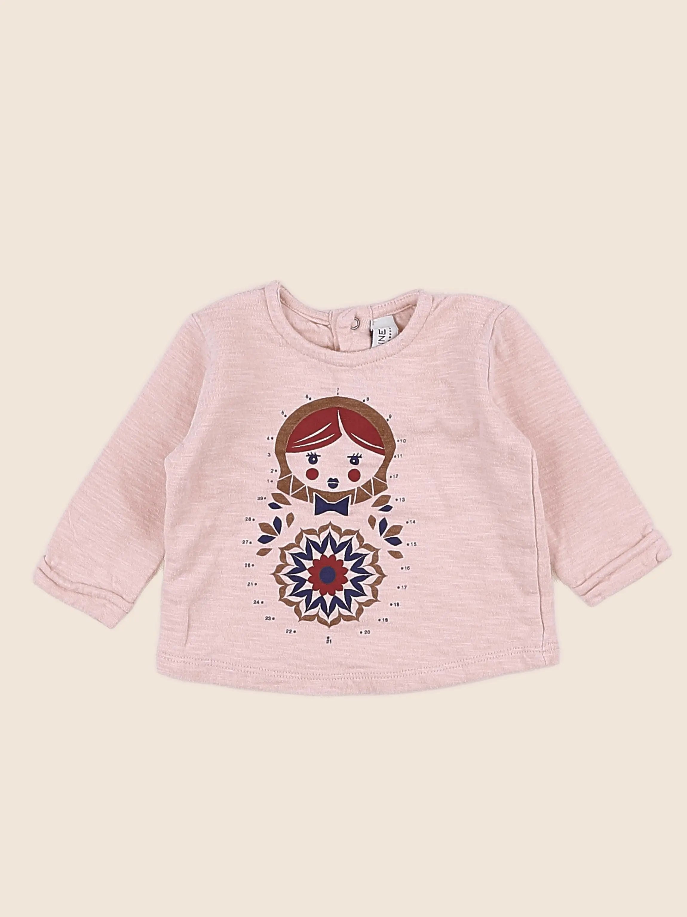 Blune - tee-shirt rose - 6 mois