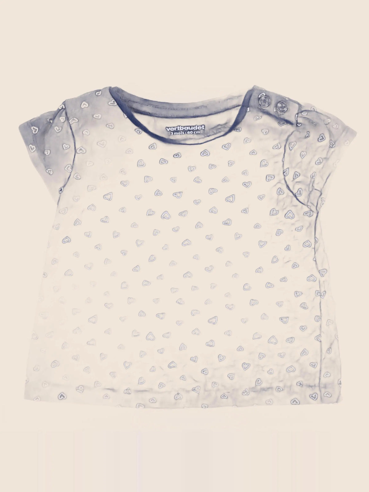 Vertbaudet - tee-shirt bleu, blanc - 3 mois
