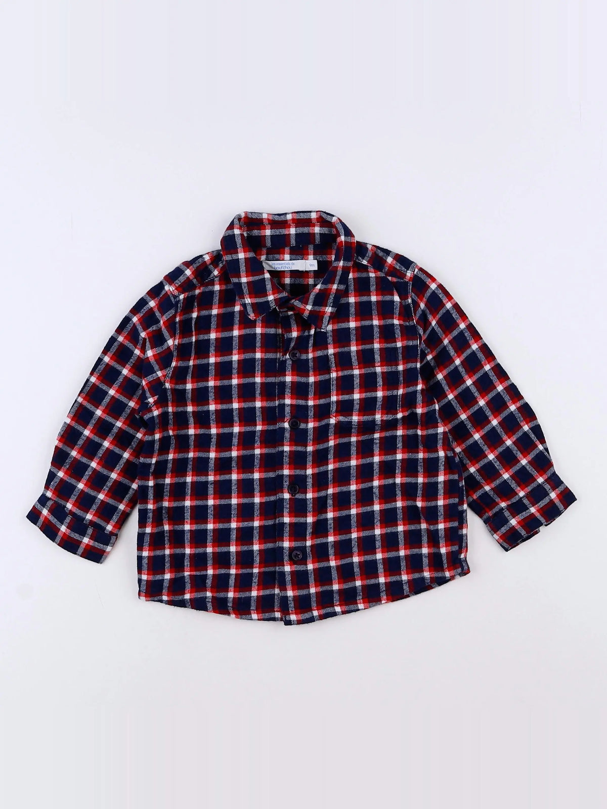Boutchou - chemise bleu, rouge - 9 mois