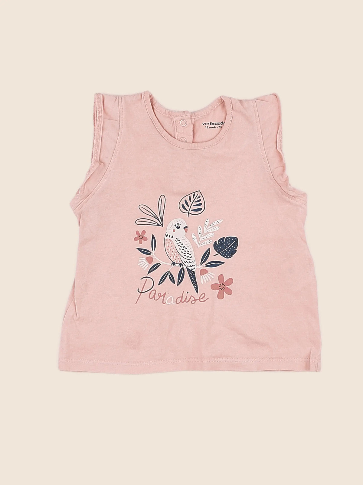 Vertbaudet - tee-shirt rose - 12 mois