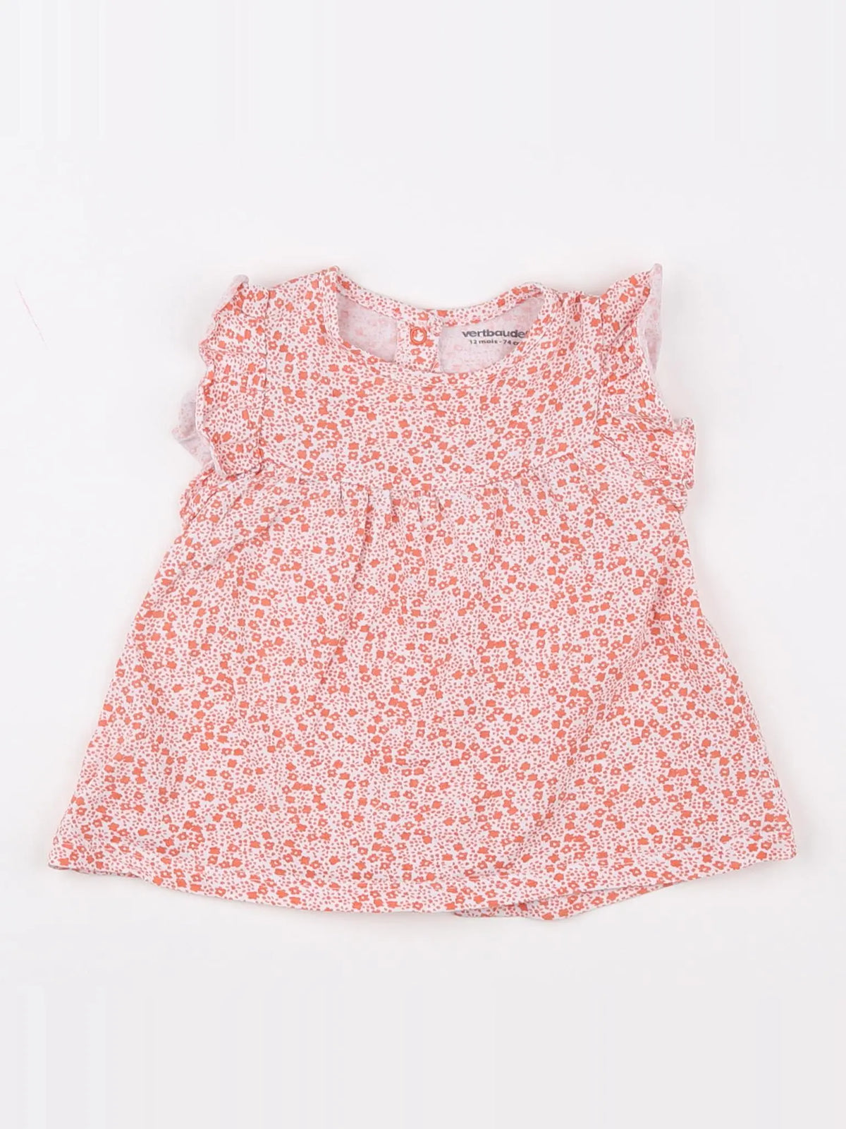 Vertbaudet - tee-shirt blanc, orange - 12 mois