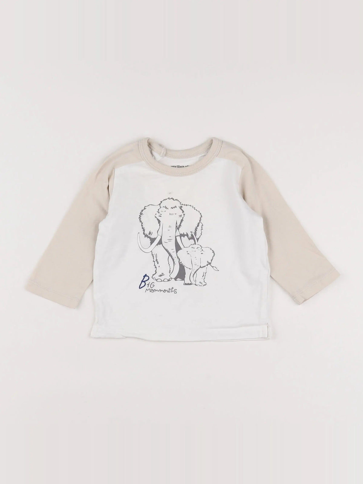 Vertbaudet - tee-shirt blanc, beige - 6 mois