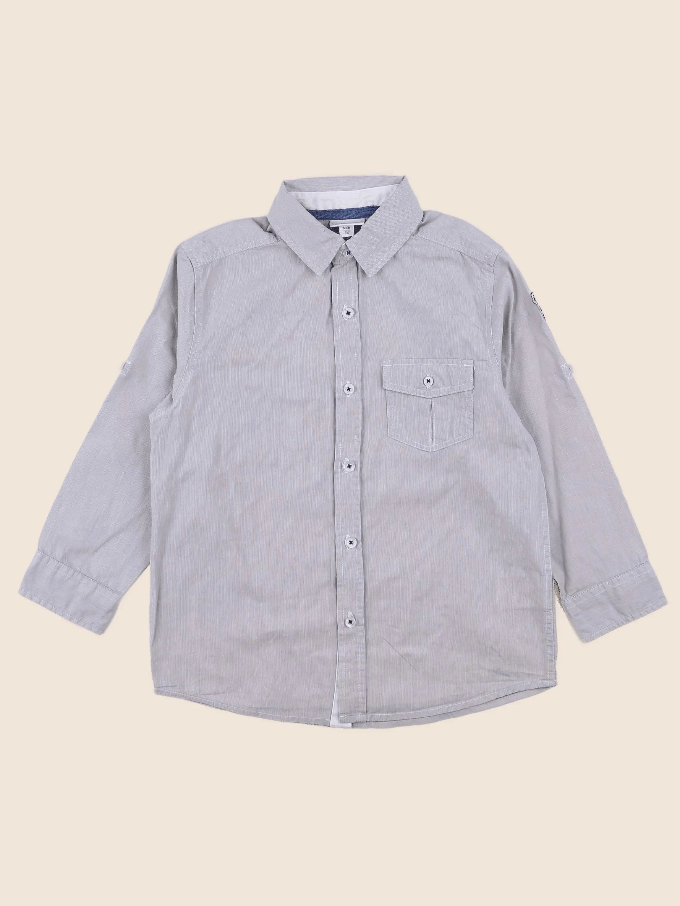 Vertbaudet - chemise imprimé au dos gris - 6 ans