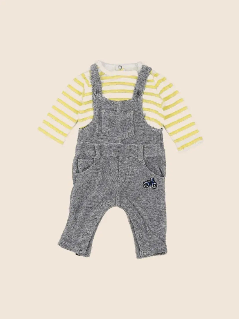 Catimini - salopette jaune, gris - 3 mois