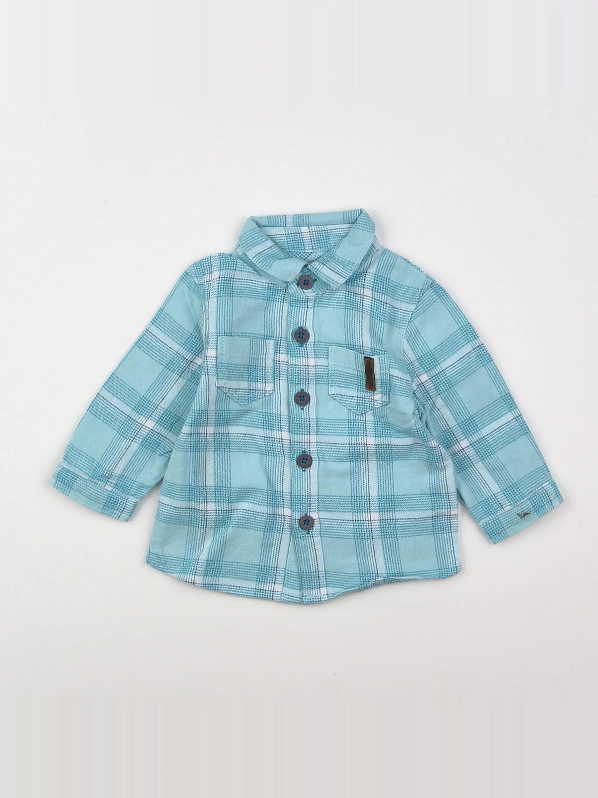 Vertbaudet - chemise bleu, blanc - 3 mois