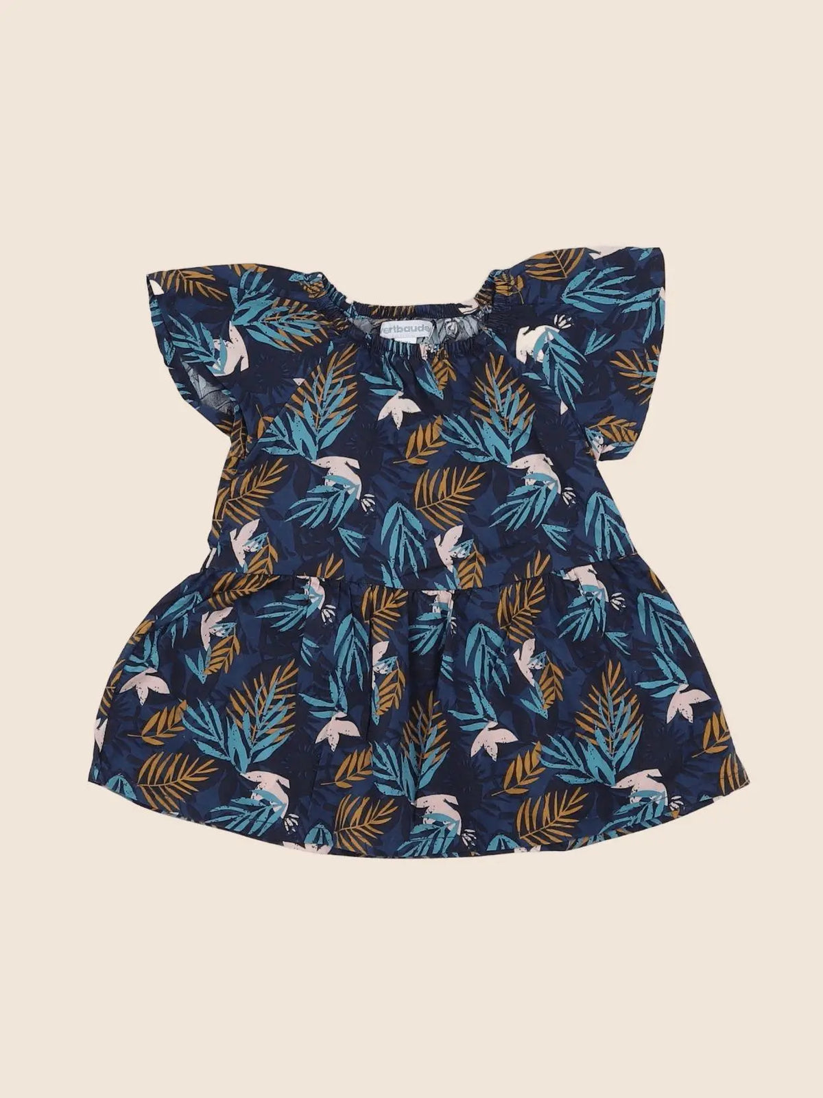 Vertbaudet - robe bleu, marron - 3 mois