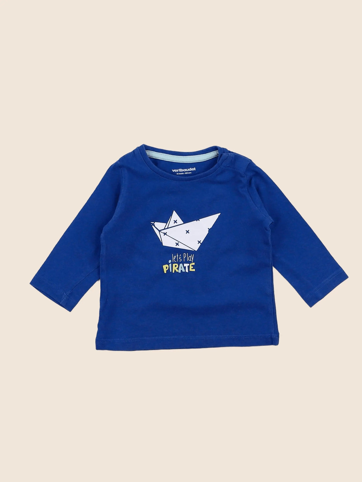 Vertbaudet - tee-shirt bleu - 3 mois