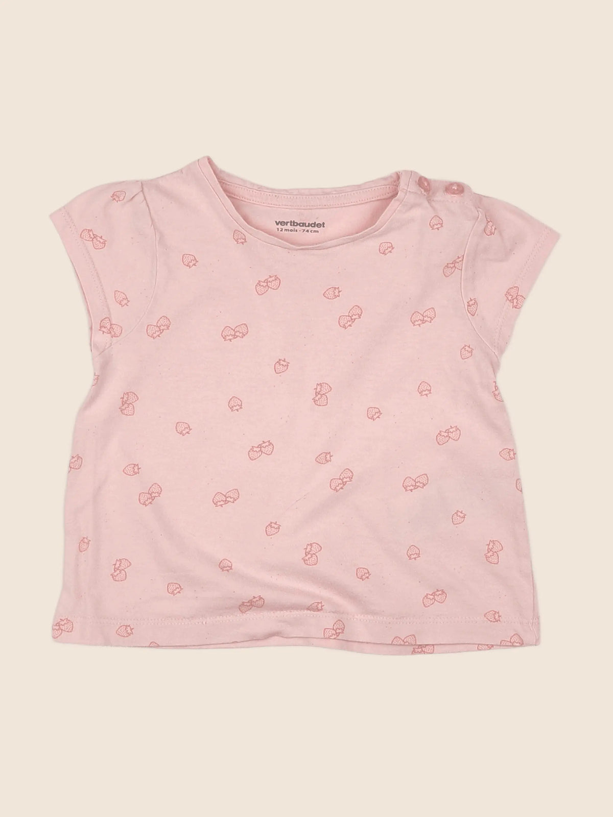 Vertbaudet - tee-shirt rose - 12 mois
