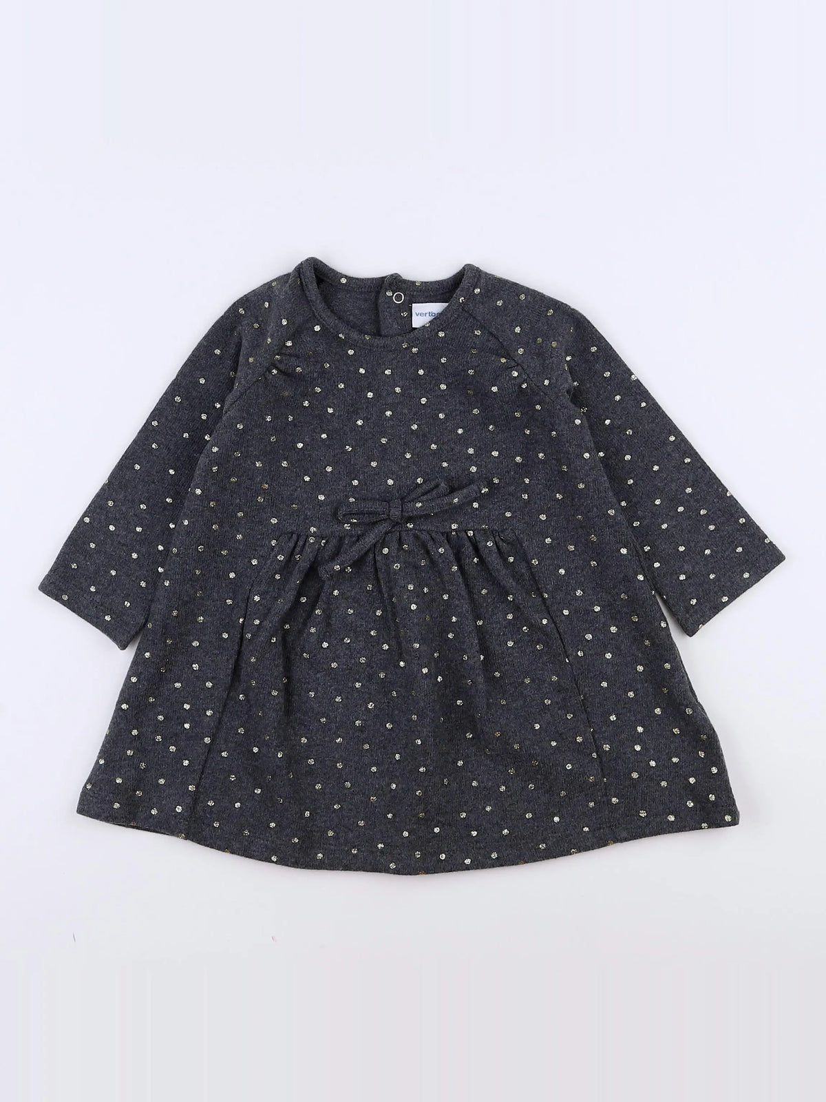 Vertbaudet - robe gris, or - 12 mois