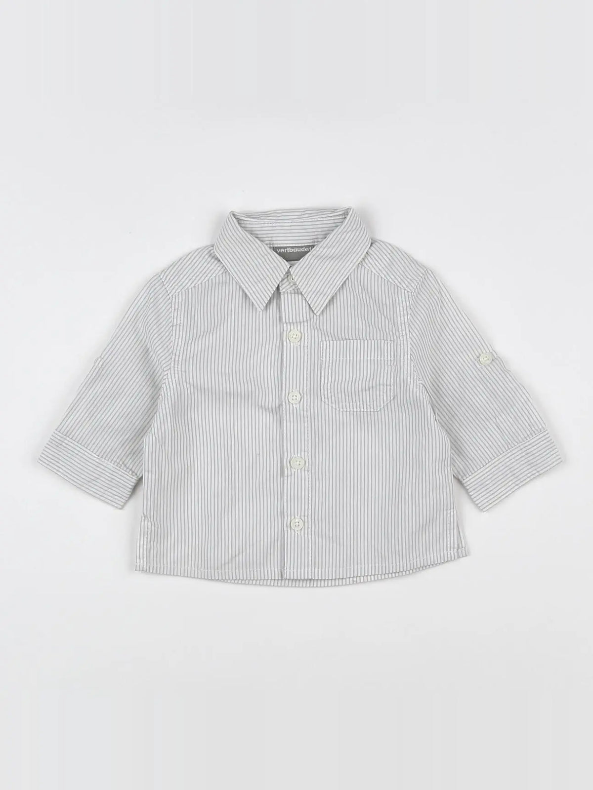 Vertbaudet - chemise gris, blanc - 3 mois