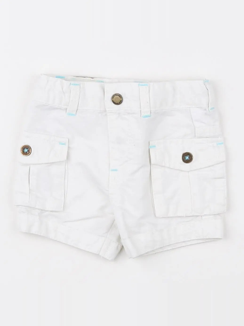 Vertbaudet - short blanc, bleu - 3 mois