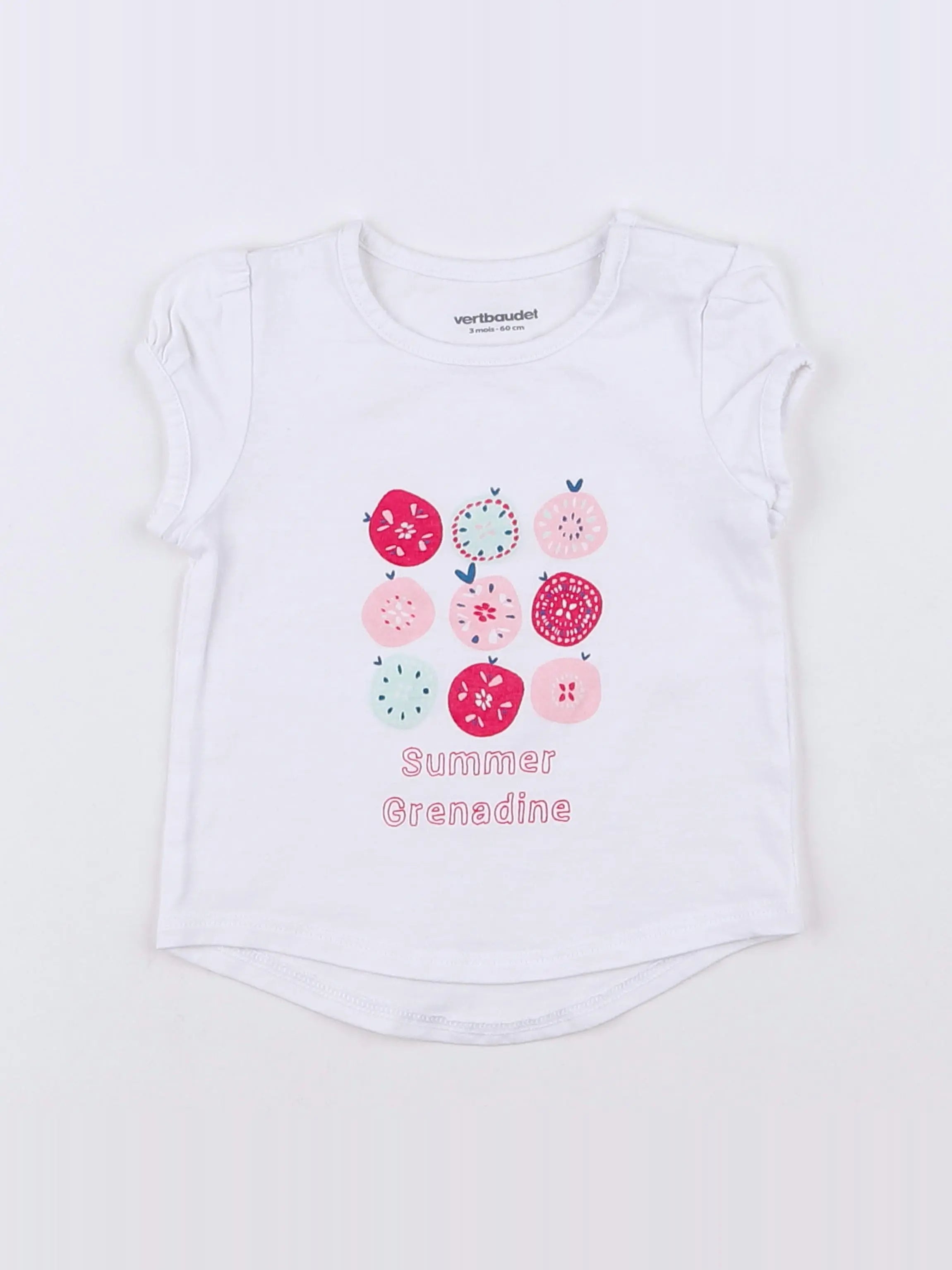 Vertbaudet - tee-shirt blanc - 3 mois
