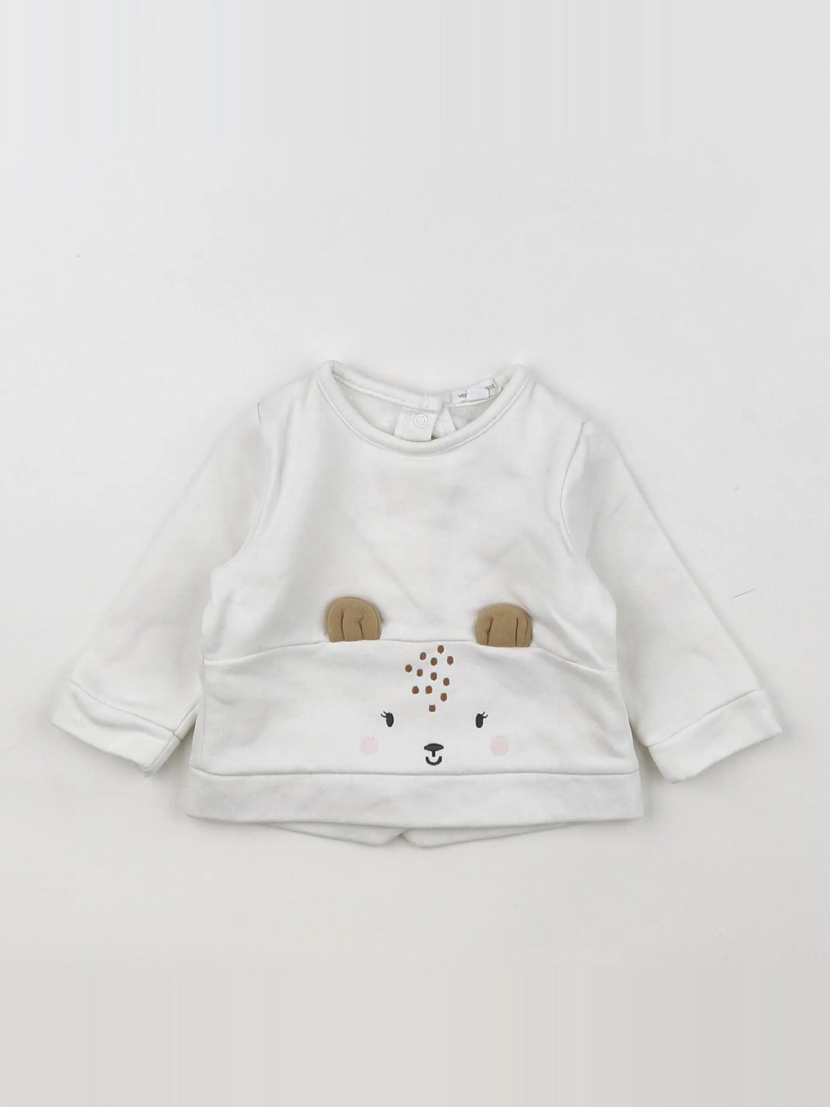 Vertbaudet - sweat blanc, marron - 6 mois