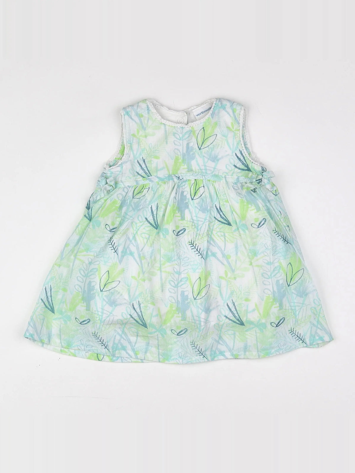 Vertbaudet - robe blanc, vert - 6 mois