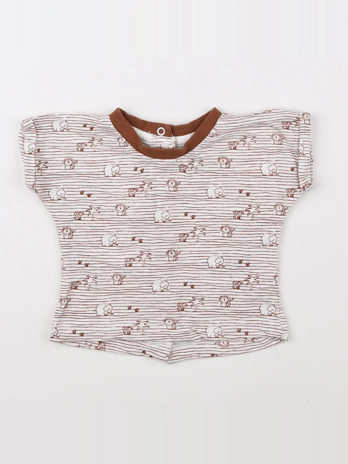 Vertbaudet - tee-shirt blanc, marron - 3 mois