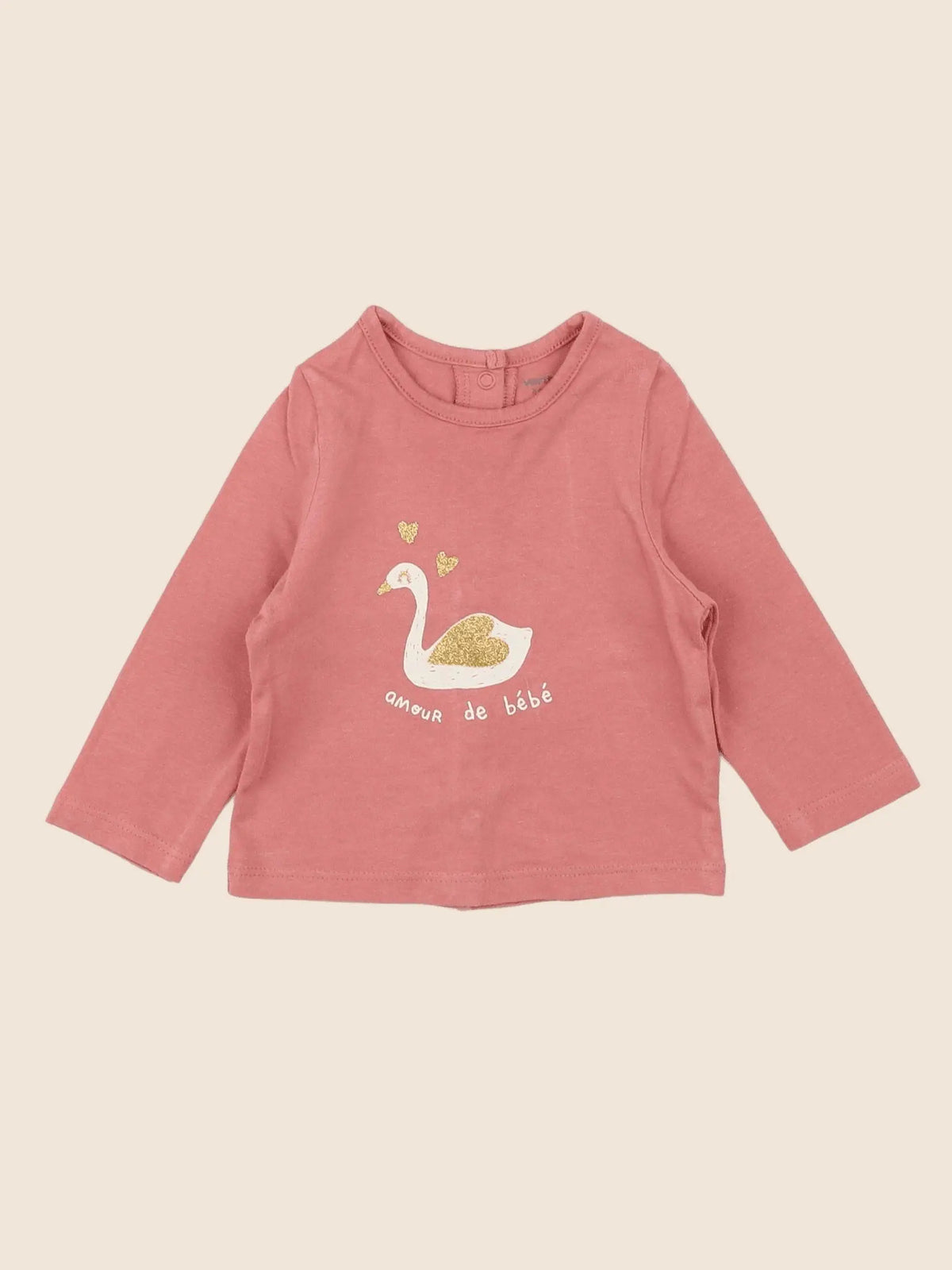 Vertbaudet - tee-shirt rose, or - 3 mois