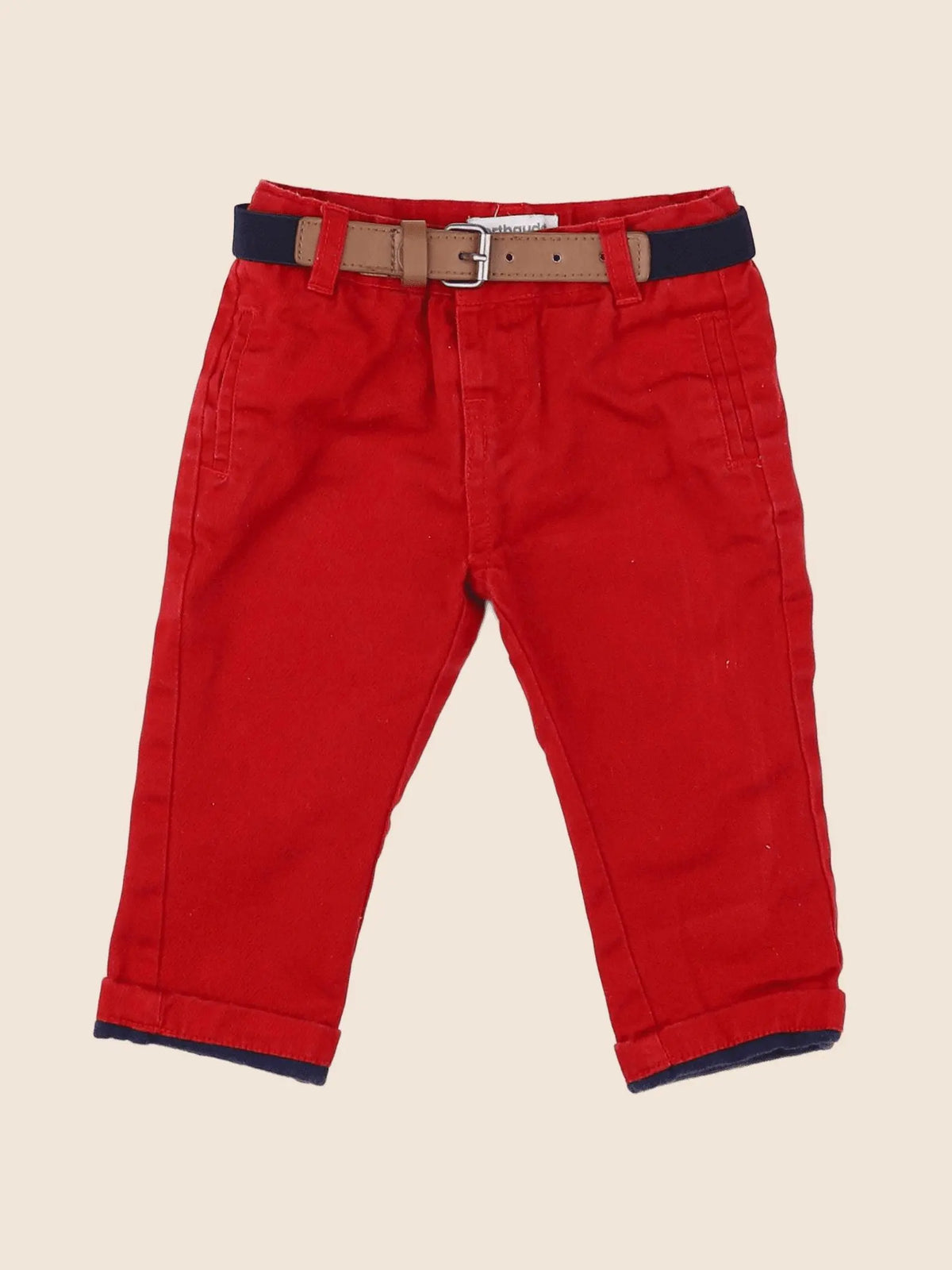 Vertbaudet - pantalon rouge - 9 mois