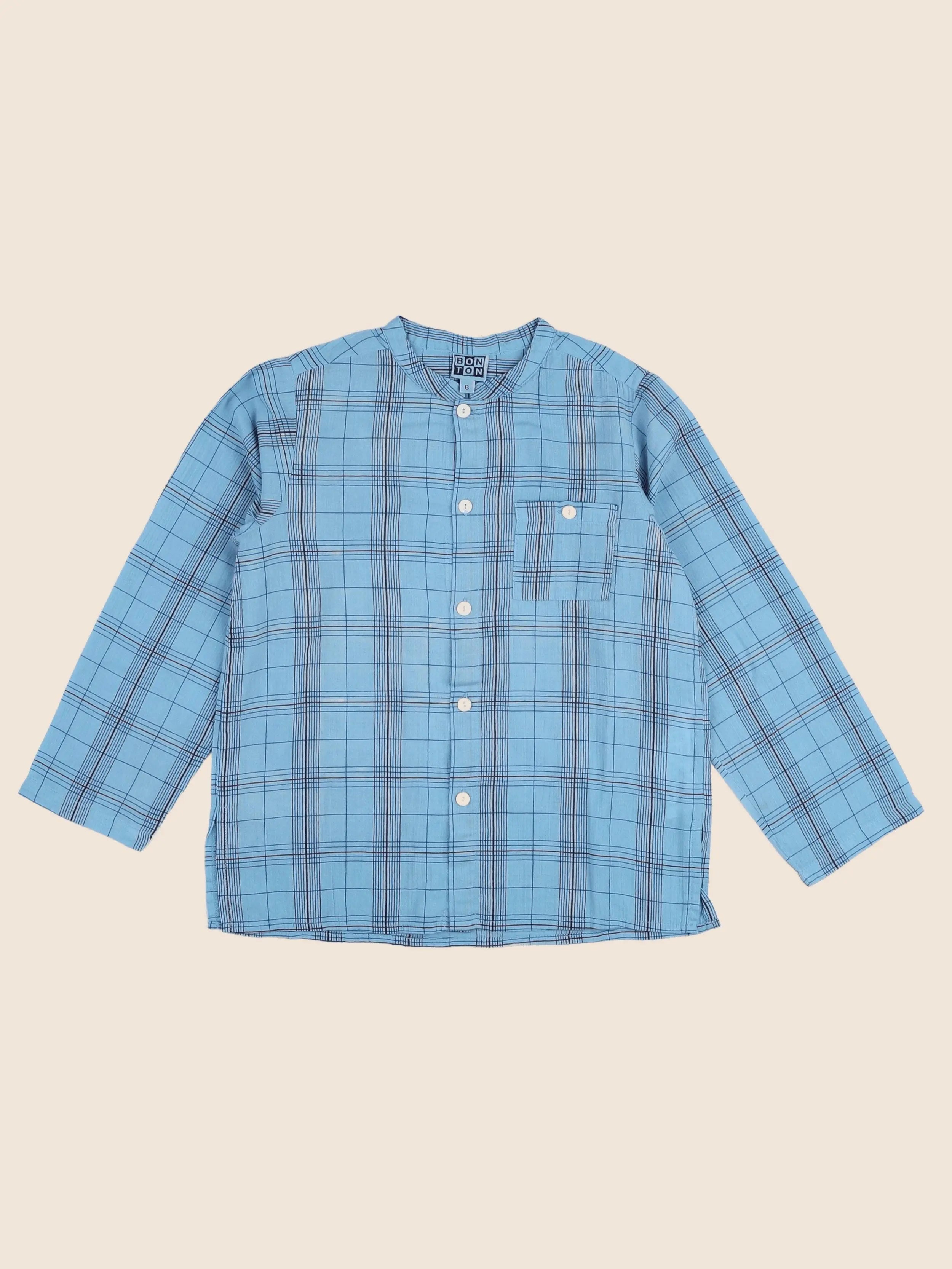 Bonton - chemise bleu, rouge - 6 ans