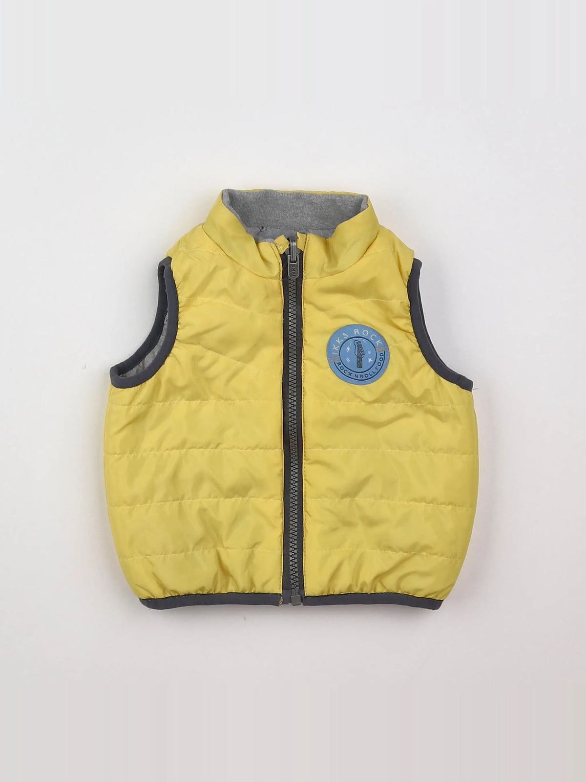 H&M - doudoune réversible gris, jaune - 12 mois