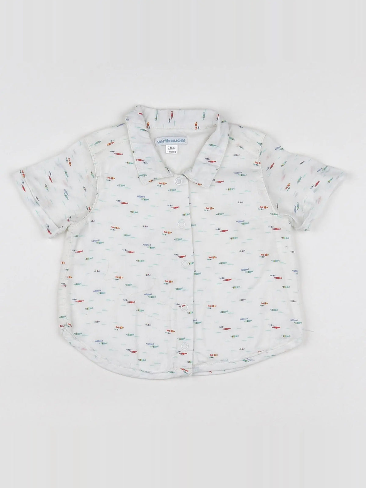 Vertbaudet - chemise blanc, multicolore - 12 mois