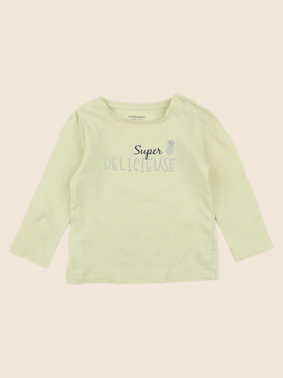 Vertbaudet - tee-shirt jaune, argent - 18 mois
