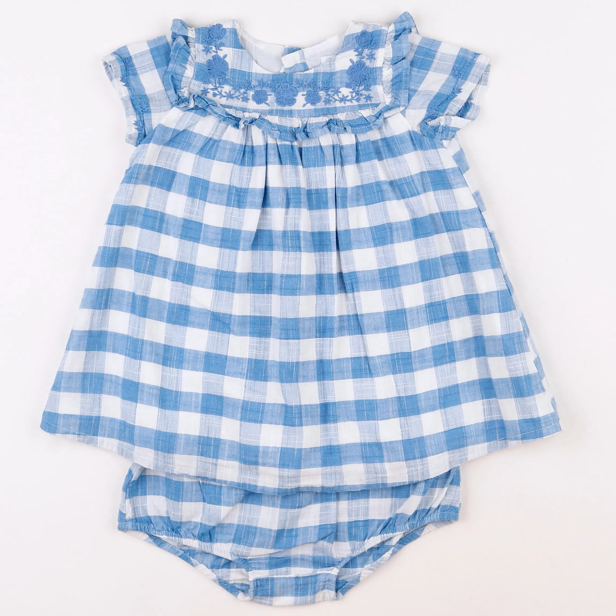 Boutchou - robe blanc, bleu - 12 mois