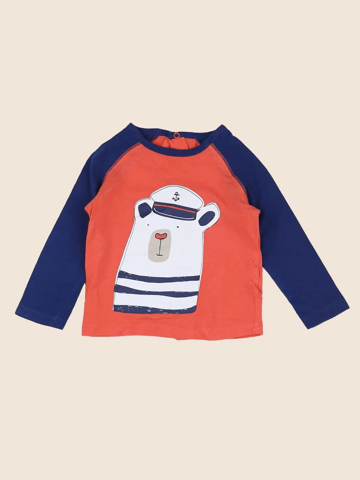 Vertbaudet - tee-shirt bleu, orange - 6 mois