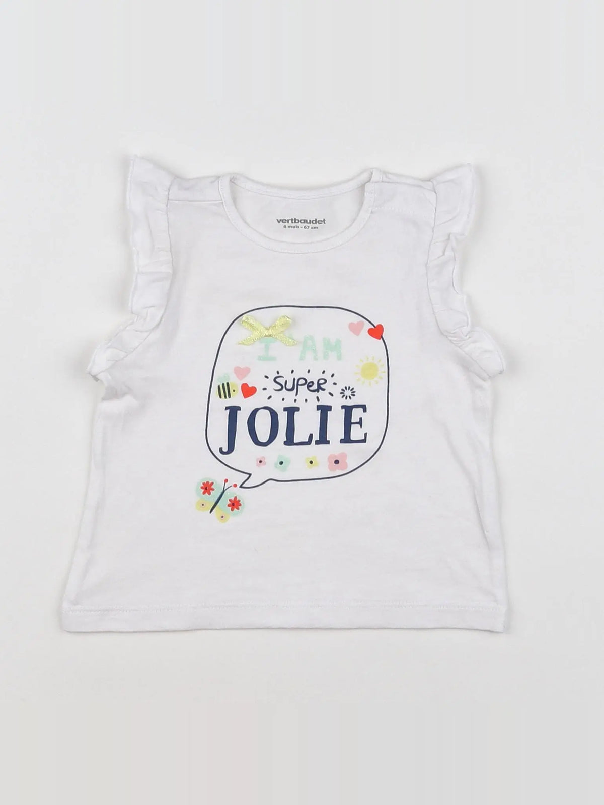 Vertbaudet - tee-shirt blanc - 6 mois