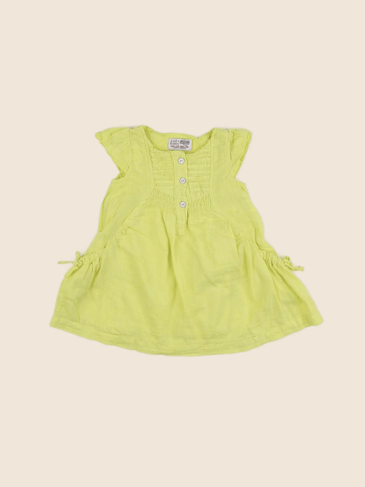 Zara - robe jaune fluo - 6/9 mois
