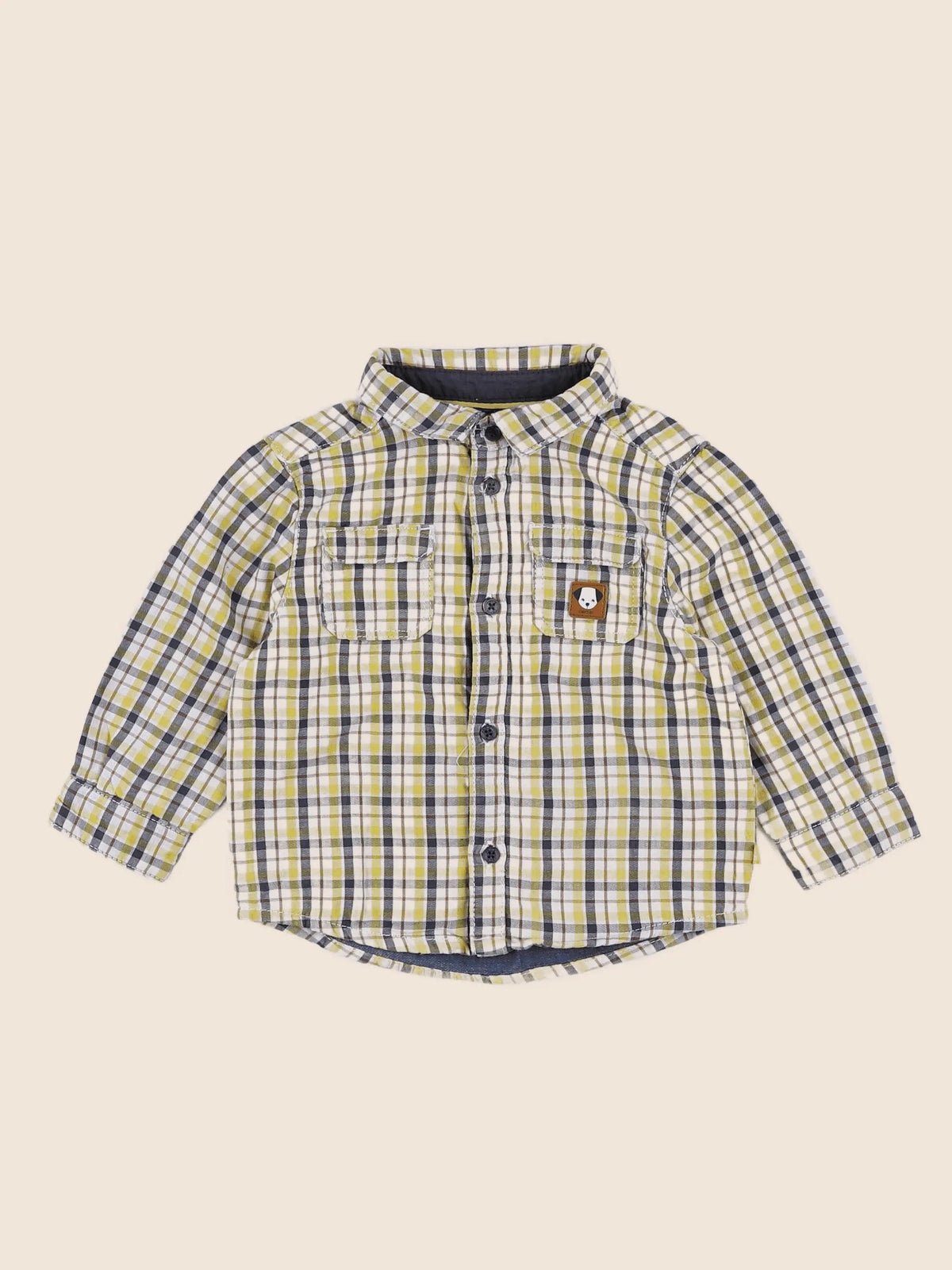 H&M - chemise jaune, gris - 12 mois