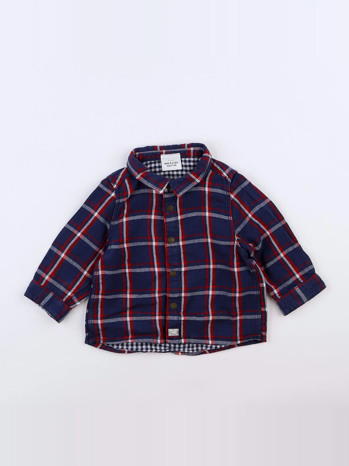 Tape à l'oeil - chemise bleu, rouge - 9 mois