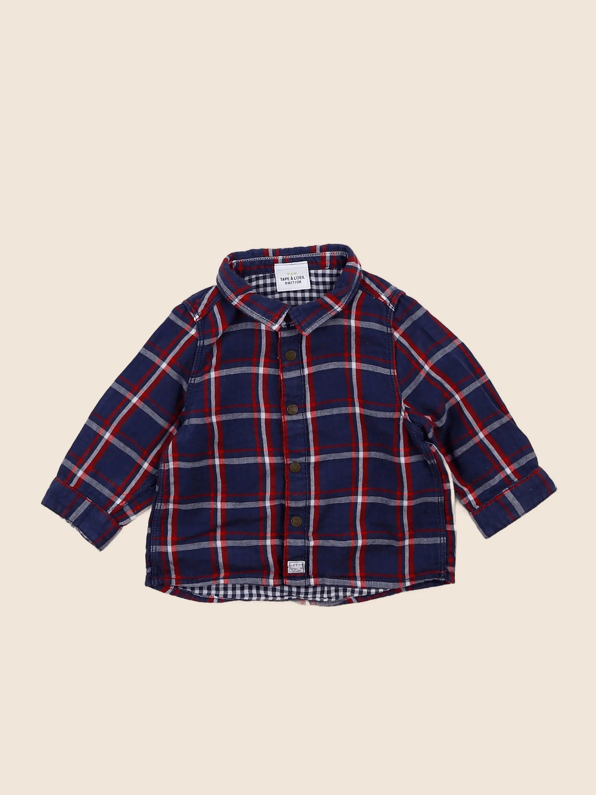 Tape à l'oeil - chemise bleu, rouge - 9 mois