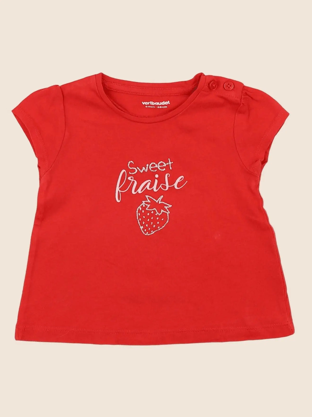 Vertbaudet - tee-shirt rouge - 6 mois