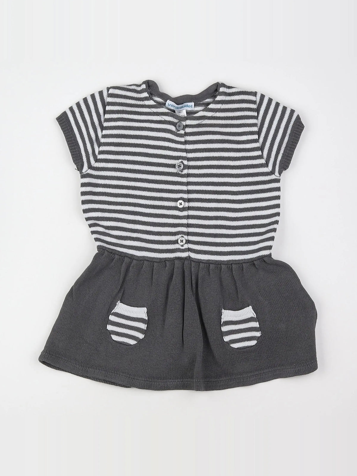 Vertbaudet - robe gris, blanc - 12 mois